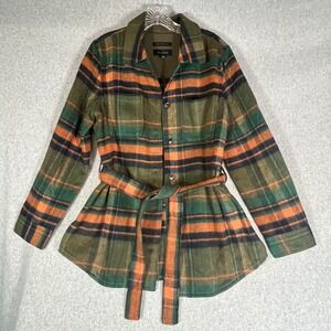 Talbots Plaid Shacket Coat Jacket Button‎ Front Blazer Wool Blend Academia Italy